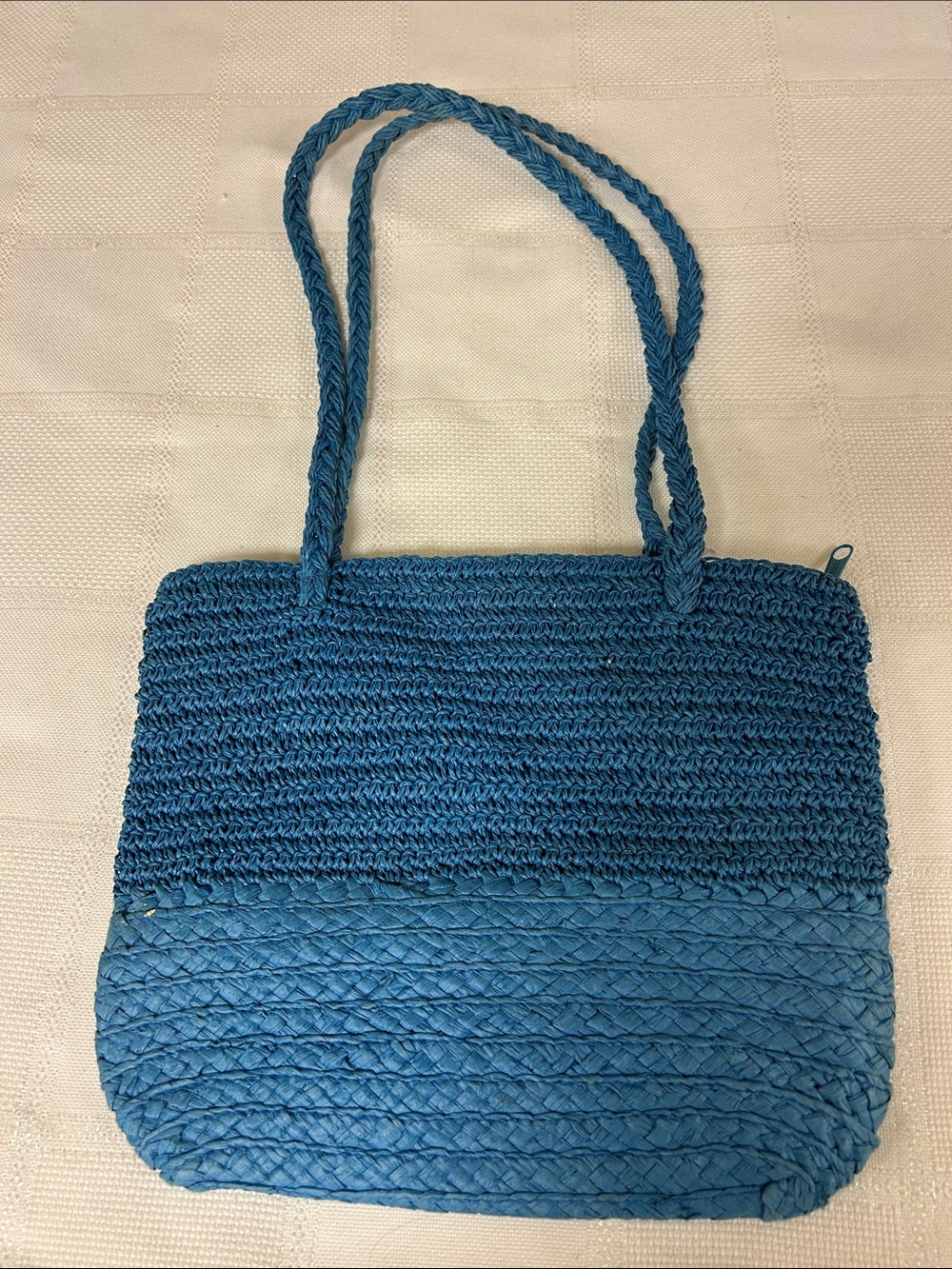 Blue Woven Shoulder Tote Bag by image 2